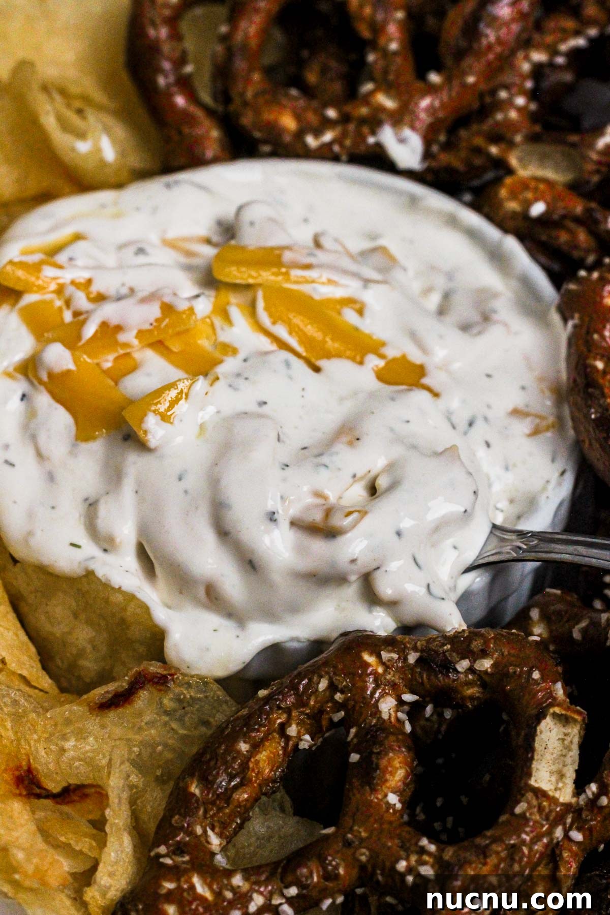 Dip with pretzels