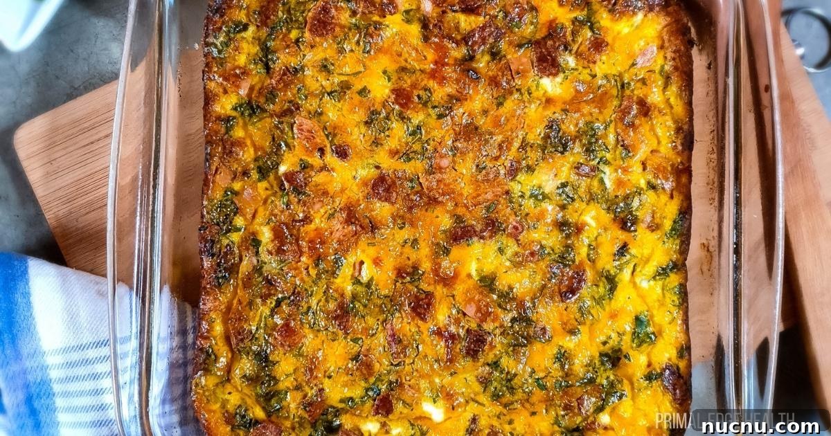 Baked omelet n a glass dish.