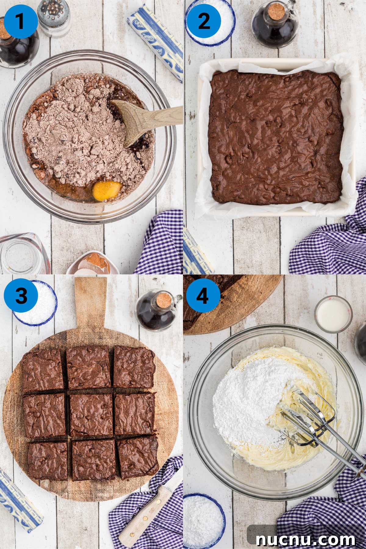 Spider Web Brownies: How to Make Spooky Halloween Brownies Quickly 4 collage of four images showing how to make spider web brownies.