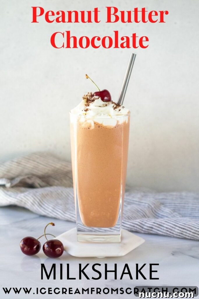 Decadent Chocolate Peanut Butter Milkshake Recipe 6 peanut butter chocolate milkshake pinterest pin collage
