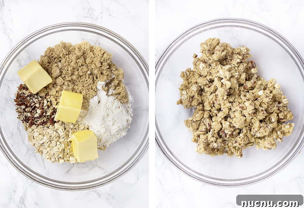 Step by step on how to make crumble topping.