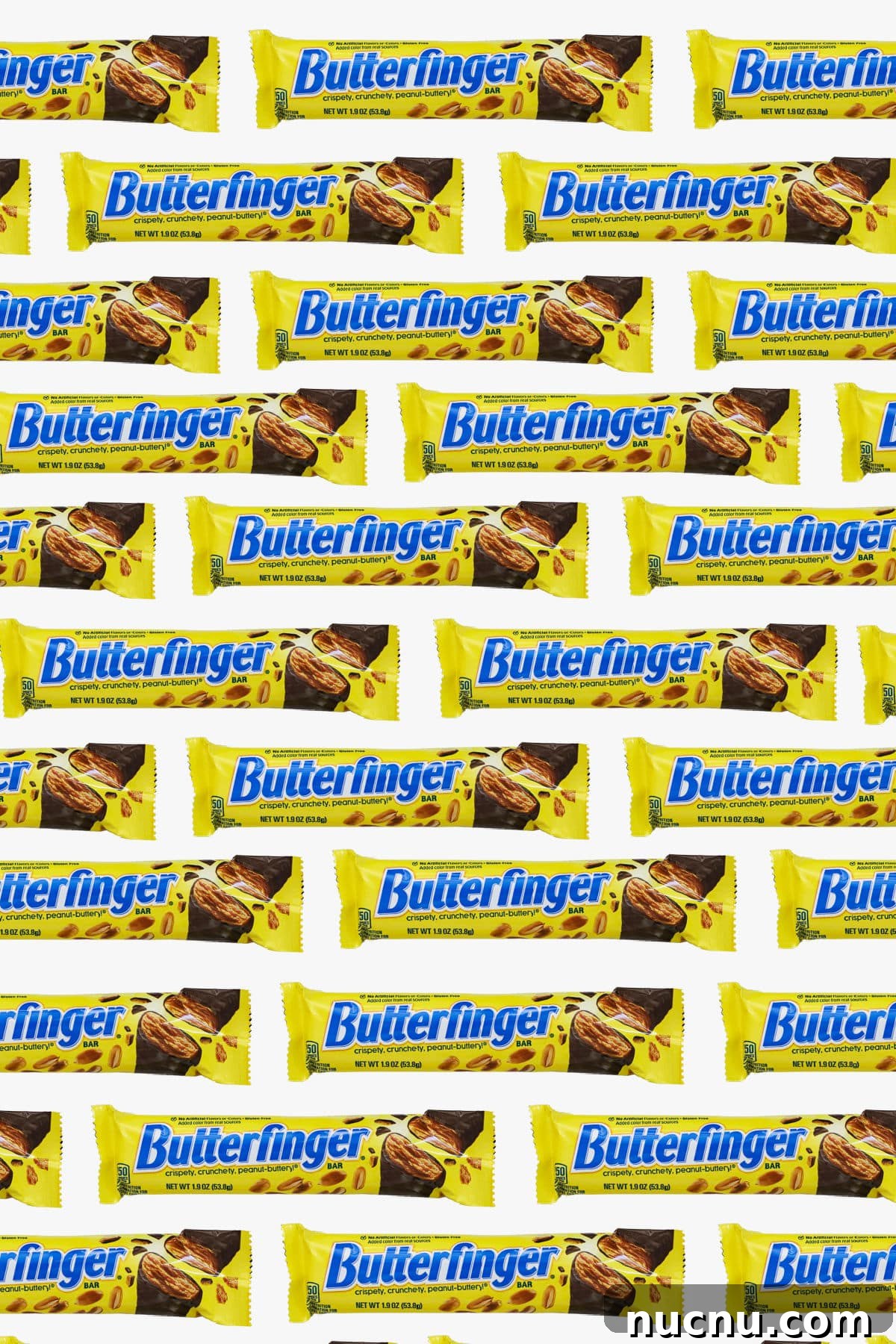 Butterfinger candy bars on a white background